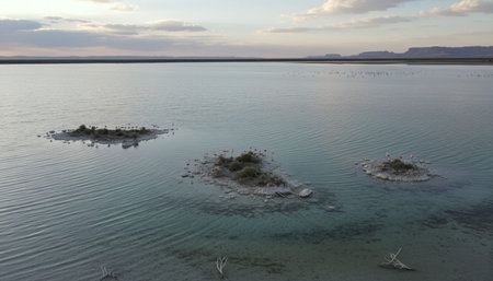 Serene River and Lake Landscape Photographyの写真素材