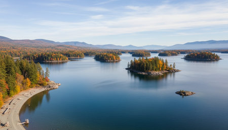 Serene River and Lake Landscape Photographyの写真素材