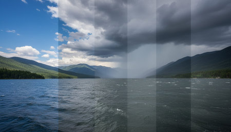 Serene River and Lake Landscape Photographyの写真素材