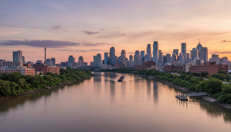 Serene River and Lake Landscape Photographyの写真素材