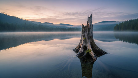 Serene River and Lake Landscape Photographyの写真素材