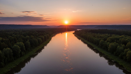 Serene River and Lake Landscape Photographyの写真素材