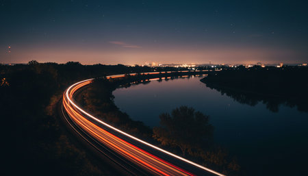 Serene River and Lake Landscape Photographyの写真素材