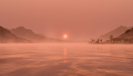 Serene River and Lake Landscape Photographyの写真素材