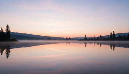 Serene River and Lake Landscape Photographyの写真素材