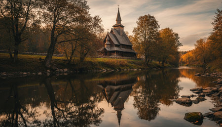 Serene River and Lake Landscape Photographyの写真素材