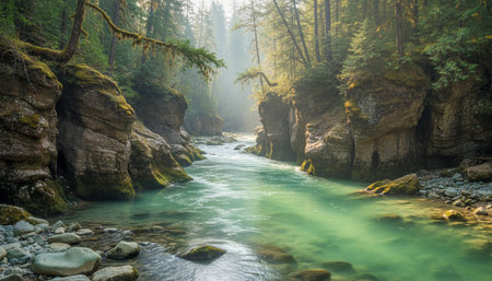 Serene River and Lake Landscape Photographyの写真素材