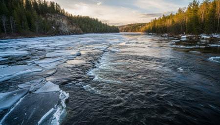 Serene River and Lake Landscape Photographyの写真素材