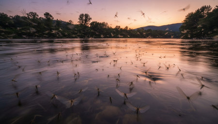 Serene River and Lake Landscape Photographyの写真素材