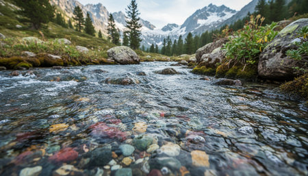Serene River and Lake Landscape Photographyの写真素材