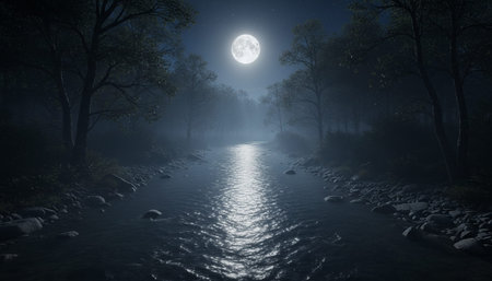 Serene River and Lake Landscape Photographyの写真素材