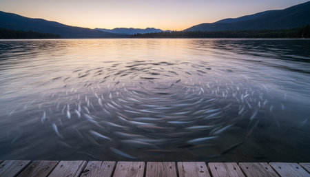 Serene River and Lake Landscape Photographyの写真素材