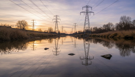 Serene River and Lake Landscape Photographyの写真素材
