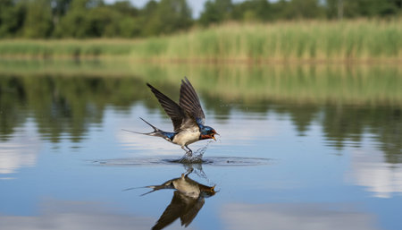 Serene River and Lake Landscape Photographyの写真素材
