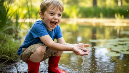 Serene River and Lake Landscape Photographyの写真素材