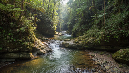 Serene River and Lake Landscape Photographyの写真素材