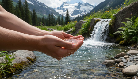 Serene River and Lake Landscape Photographyの写真素材
