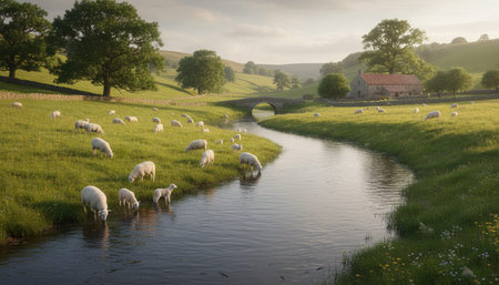 Serene River and Lake Landscape Photographyの写真素材