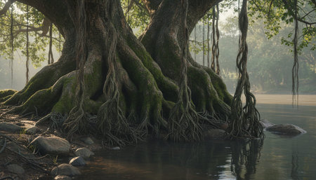 Serene River and Lake Landscape Photographyの写真素材