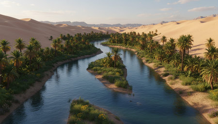 Serene River and Lake Landscape Photographyの写真素材