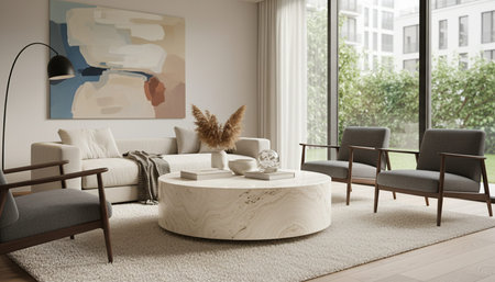 Living Room Interior Home Decor Backgroundの写真素材