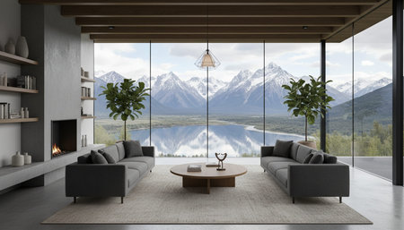 Living Room Interior Home Decor Backgroundの写真素材