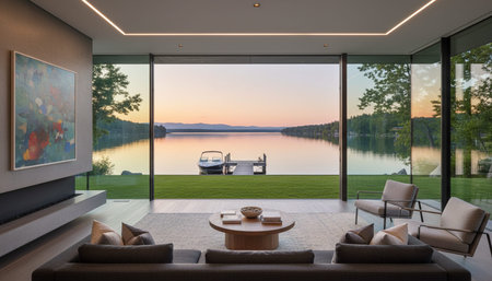 Living Room Interior Home Decor Backgroundの写真素材