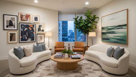 Living Room Interior Home Decor Backgroundの写真素材