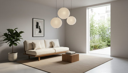 Living Room Interior Home Decor Backgroundの写真素材