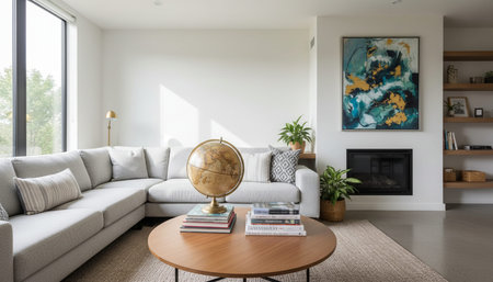 Living Room Interior Home Decor Backgroundの写真素材