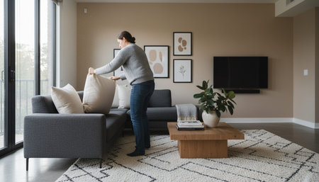 Living Room Interior Home Decor Backgroundの写真素材