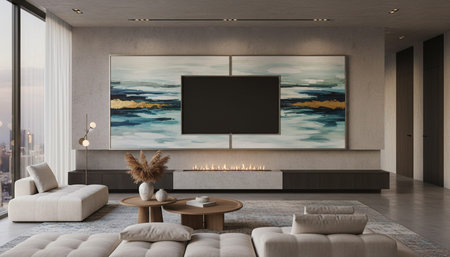 Living Room Interior Home Decor Backgroundの写真素材