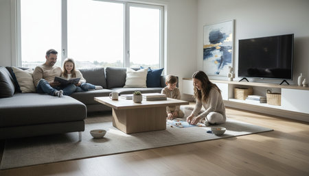 Living Room Interior Home Decor Backgroundの写真素材