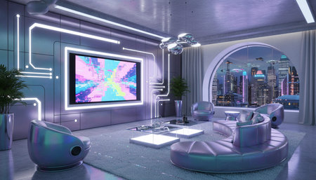 Indoor Living Room Home Decor Backgroundの写真素材