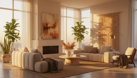 Indoor Living Room Home Decor Backgroundの写真素材