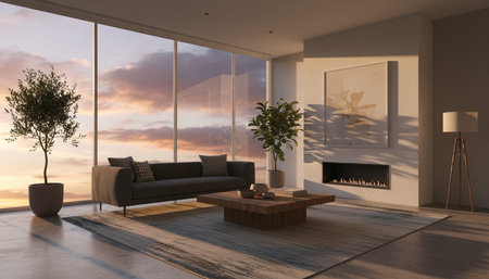 Indoor Living Room Home Decor Backgroundの写真素材