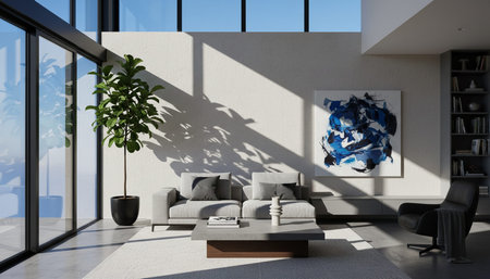 Indoor Living Room Home Decor Backgroundの写真素材