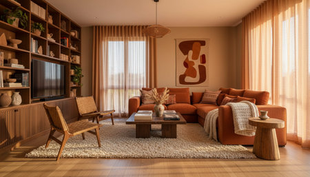 Indoor Living Room Home Decor Backgroundの写真素材