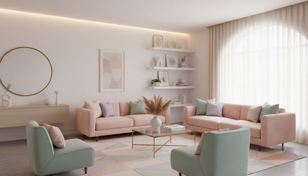 Indoor Living Room Home Decor Backgroundの写真素材