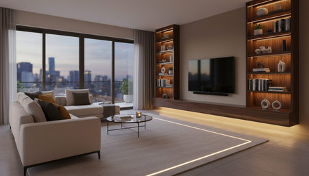 Indoor Living Room Home Decor Backgroundの写真素材