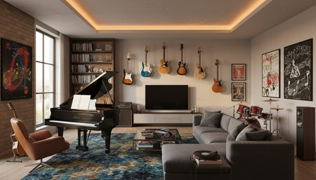 Indoor Living Room Home Decor Backgroundの写真素材