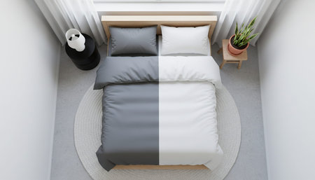 Residential Bedroom Interior Sceneの写真素材