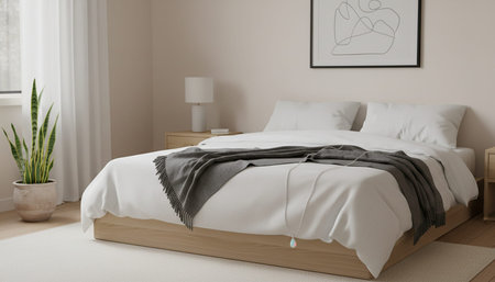 Residential Bedroom Interior Sceneの写真素材