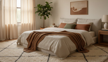 Bedroom Decor Home Interior Backgroundの写真素材