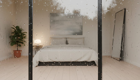 Residential Bedroom Interior Backgroundの写真素材