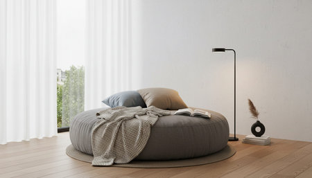 Residential Bedroom Interior Backgroundの写真素材