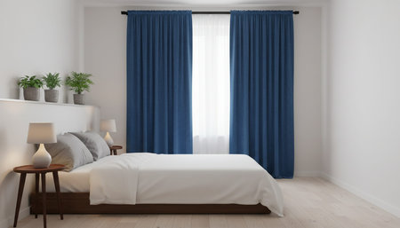 Residential Bedroom Interior Backgroundの写真素材