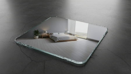 Residential Bedroom Interior Backgroundの写真素材