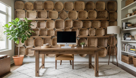 Home Work Space Interior Backgroundの写真素材