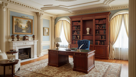 Home Work Space Interior Backgroundの写真素材